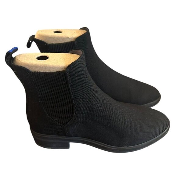 Rothys Womens Lug Merino Boot Sz 9 Black Wool Blend Pull On Chelsea Booties - Picture 2 of 9
